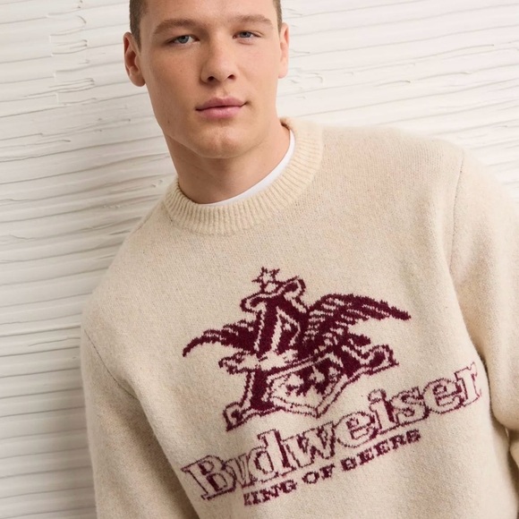 American Eagle Outfitters Other - NWT AE Cozy Cabin Budweiser Graphic Sweater, Sz L